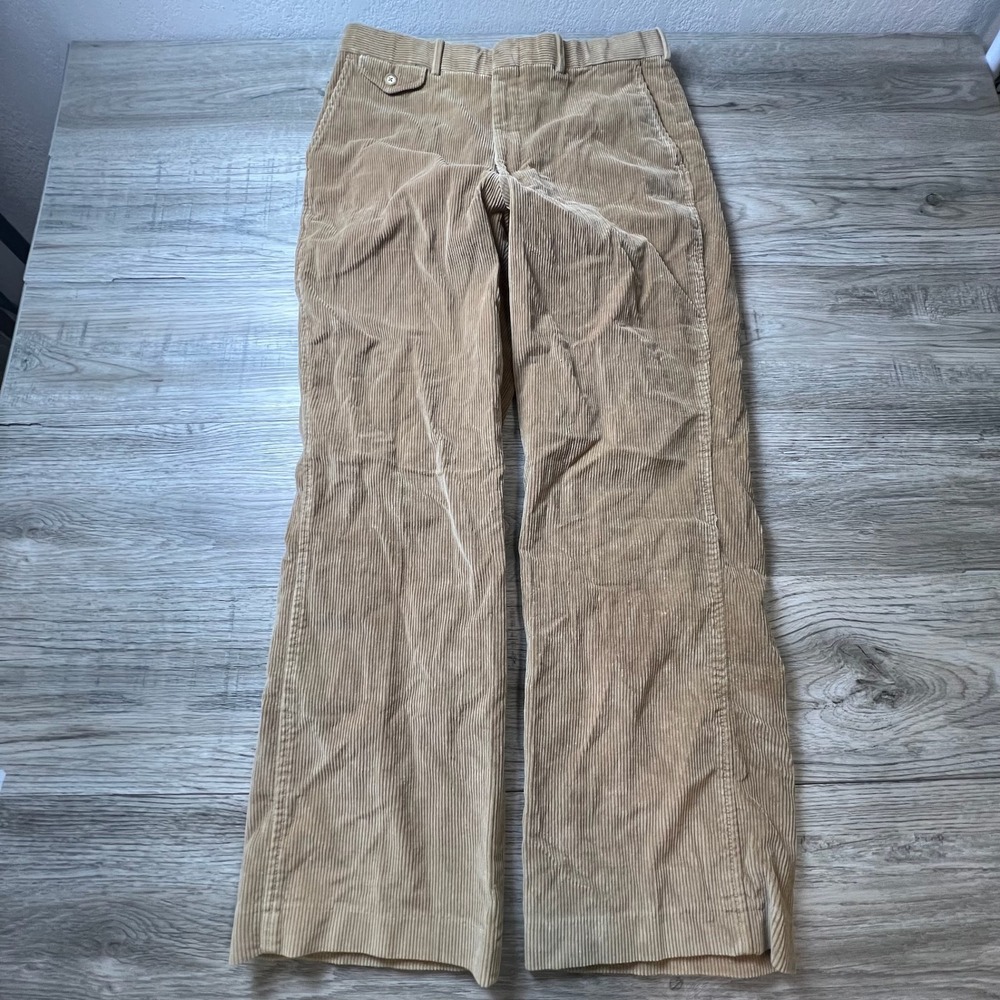 Lands End Corduroy Pants Mens 32x29 Tan Wide Wale Cotton Straight Leg Trousers